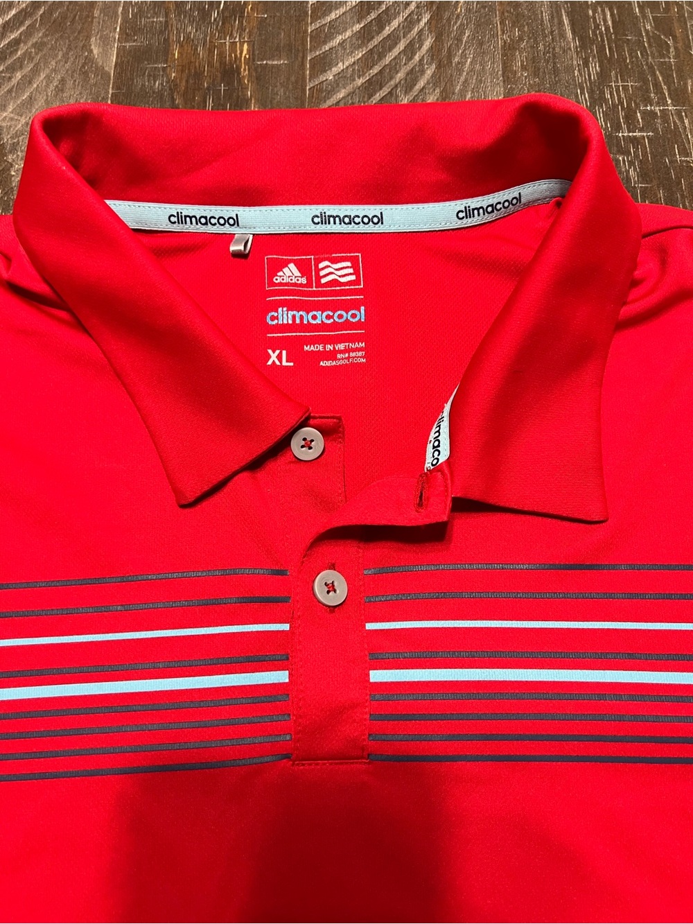 adidas Men's Red Polo with Chest Stripe Detail